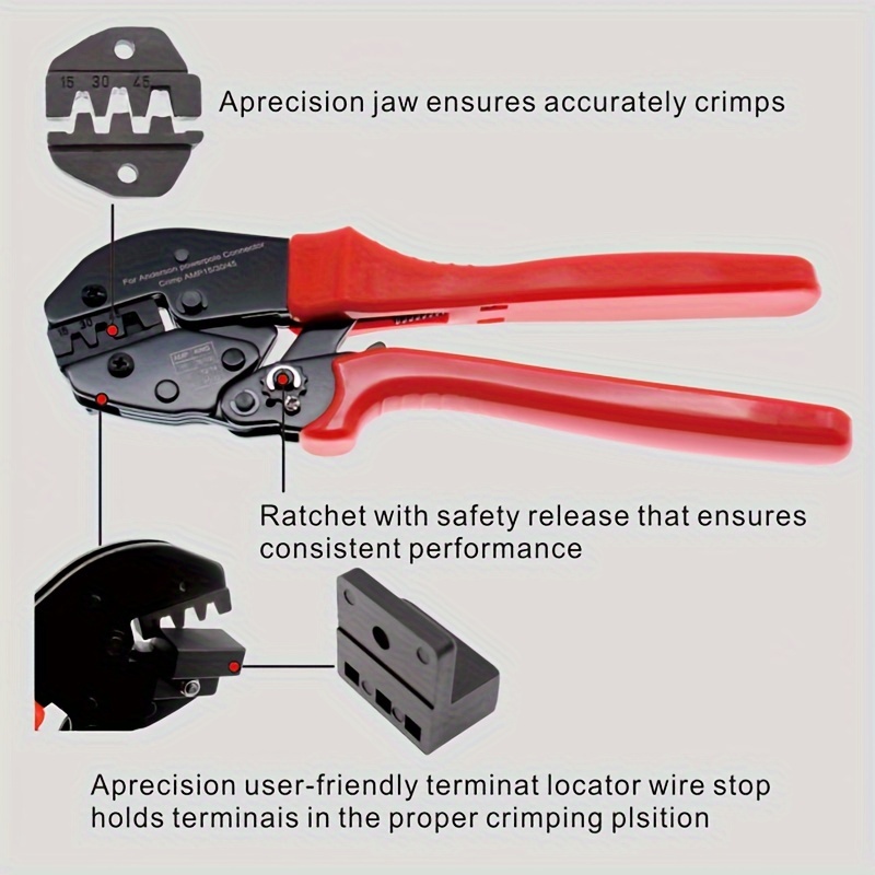 1 stuk Zwaar-Duty Handmatige Krimptang met Anderson Connector - Koolstof Bedrading Terminal Krimptang, DIY & Professionele Reparaties, Krimp Pers voor Anderson Plug Kabels (1 Gereedschap)