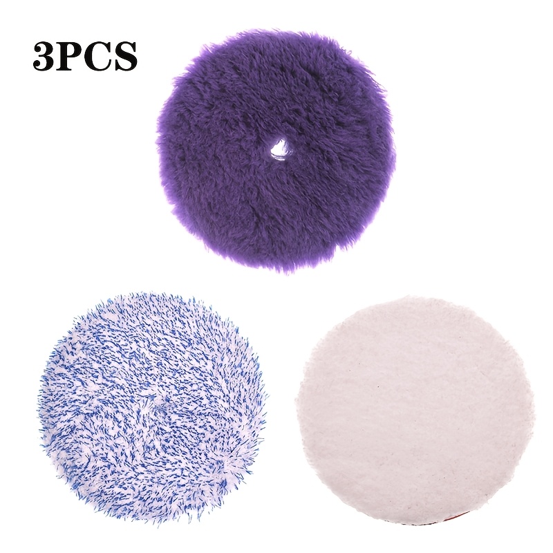 TEMU Wool Buffing Pads And Microfiber Polishing Pad Set 3pcs 5inch Microfiber Cutting Finishing Disc With Hook & Loop Backing For Car Buffer Polisher