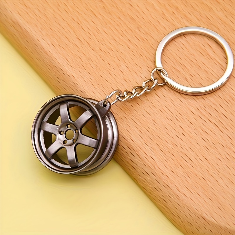 Wheel Metal Keychain Waist Clip Key Ring Creative Gift Three-dimensional Car Modification Accessory