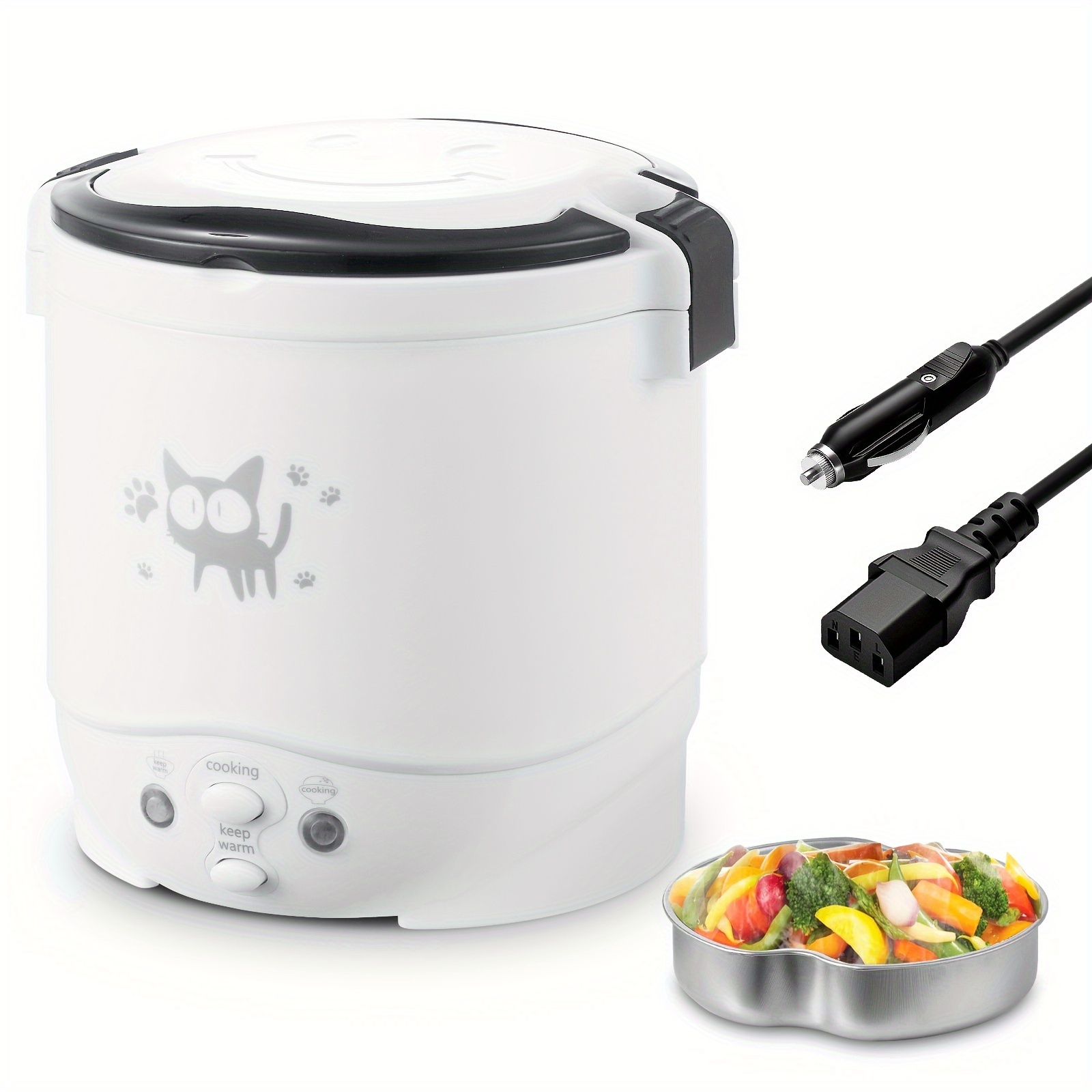 TEMU Car Compact Rice Cooker, 12-volt Portable Car Travel Rice Cooker With Cooking And Heating And Function, Used As Lunch Box