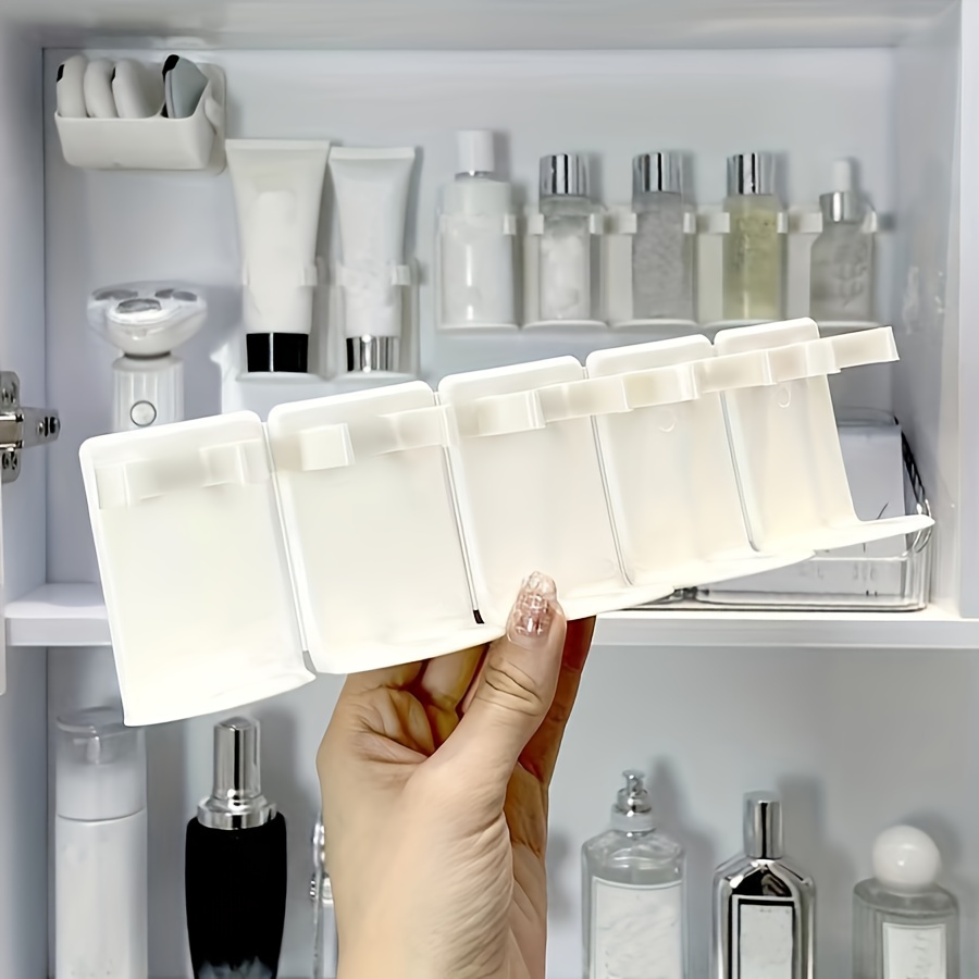 

1pc 6-slot Plastic Bathroom Organizer, Non-perforated Skincare Product Sorting Rack, Wall-mounted Storage For Facial Cleansers, Bathroom Accessories