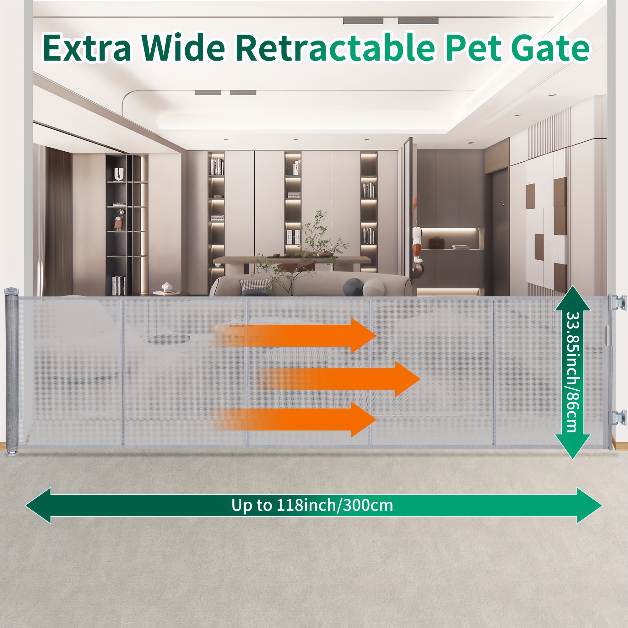 TEMU Door Gate With Fiberglass Rods Stop Dog Get Through It, Extra Wide Pet Gate For Indoor, Outdoor, Garden, Garage And Deck, Door Dog Gate 86x300cm