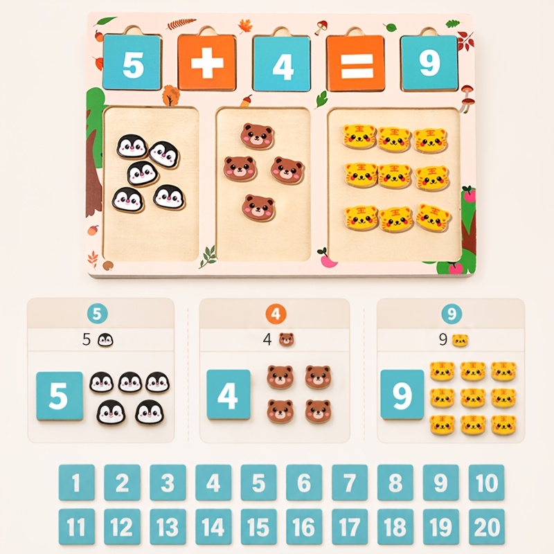TEMU Wooden Math Operation Sorting And Stacking Board, Kids Sensory Counting Learning Toy, Early Math Educational Playset, Ideal Back-to-school Gift