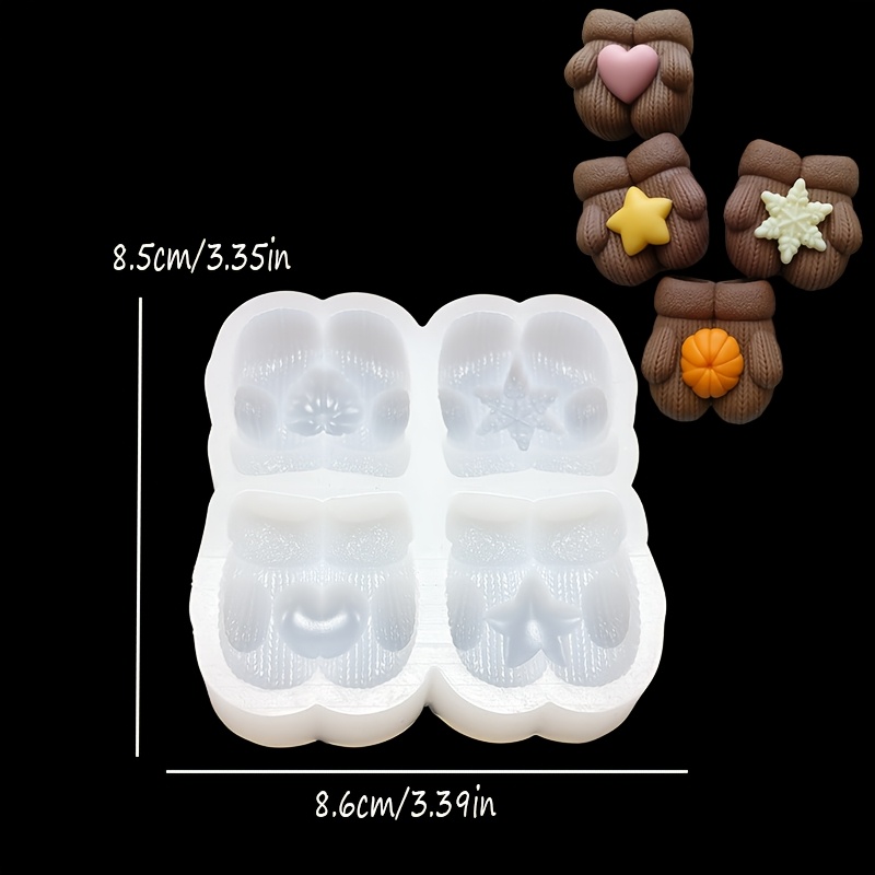 TEMU Moule à gant de Noël 4-en-1 DNEJIU pour plâtre, résine et bougies - Moules rectangulaires en silicone avec démoulage à 4 cavités pour bricolage,