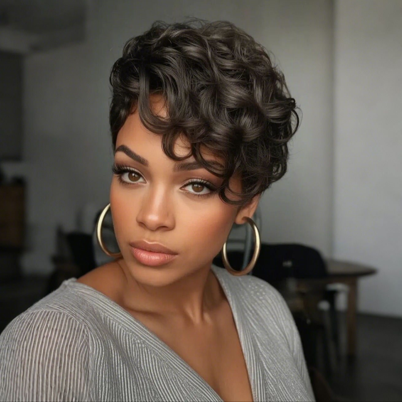 TEMU Short Dark Brown Hair Short Curly Wave Wig With Layered Synthetic Wigs For Women Hair Wigs For Summer Beginner Friendly
