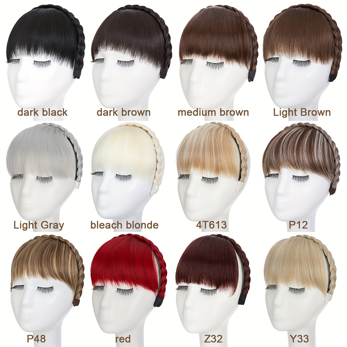 high top hair accessory 1  color   womens synthetic clip in bangs braid design versatile bangs piece suitable for all hairstyles wearable for daily and date   halloween details 0