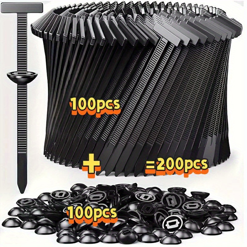 E-shop 200 Stück robuste, selbstsichernde Kabelbinder mit schwarzen Kunststoff-Reißverschlüssen | UV-beständig, hochfester Nylon-Schließmechanismus,