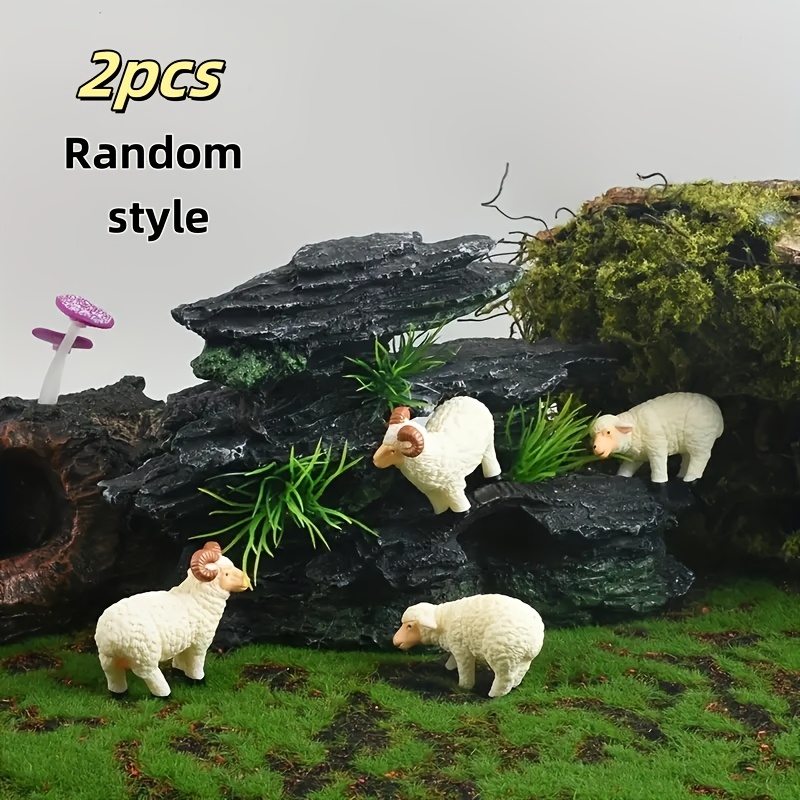 2pcs, Miniature Lamb Ornaments, Random Styles, Garden Gardening, Courtyard Micro-landscape Scenery Decorative Statues