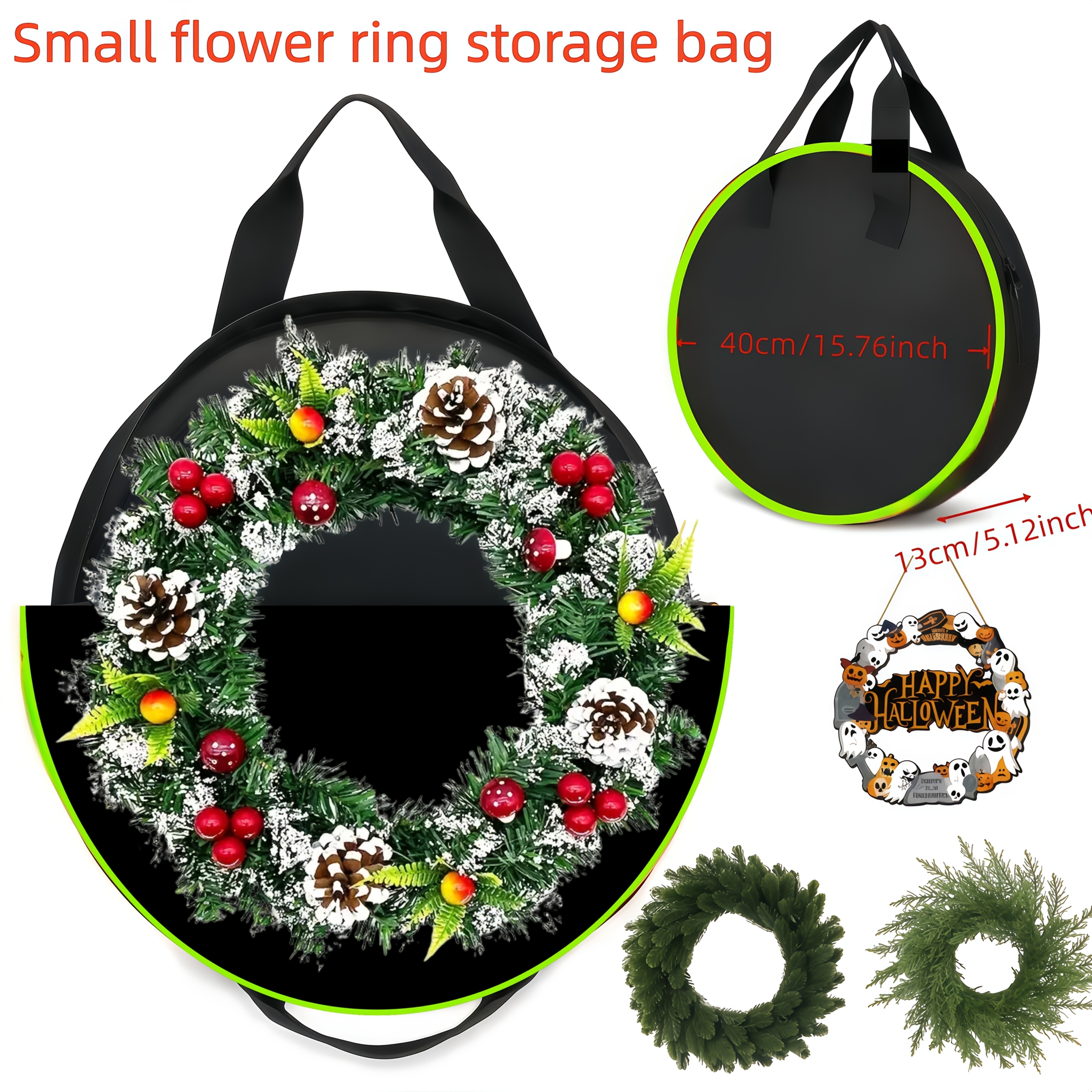 Christmas Wreath Storage Bag Thickened Dust-proof Large Size 16/24 Inches Optional Gift Wrapping Handbag Design