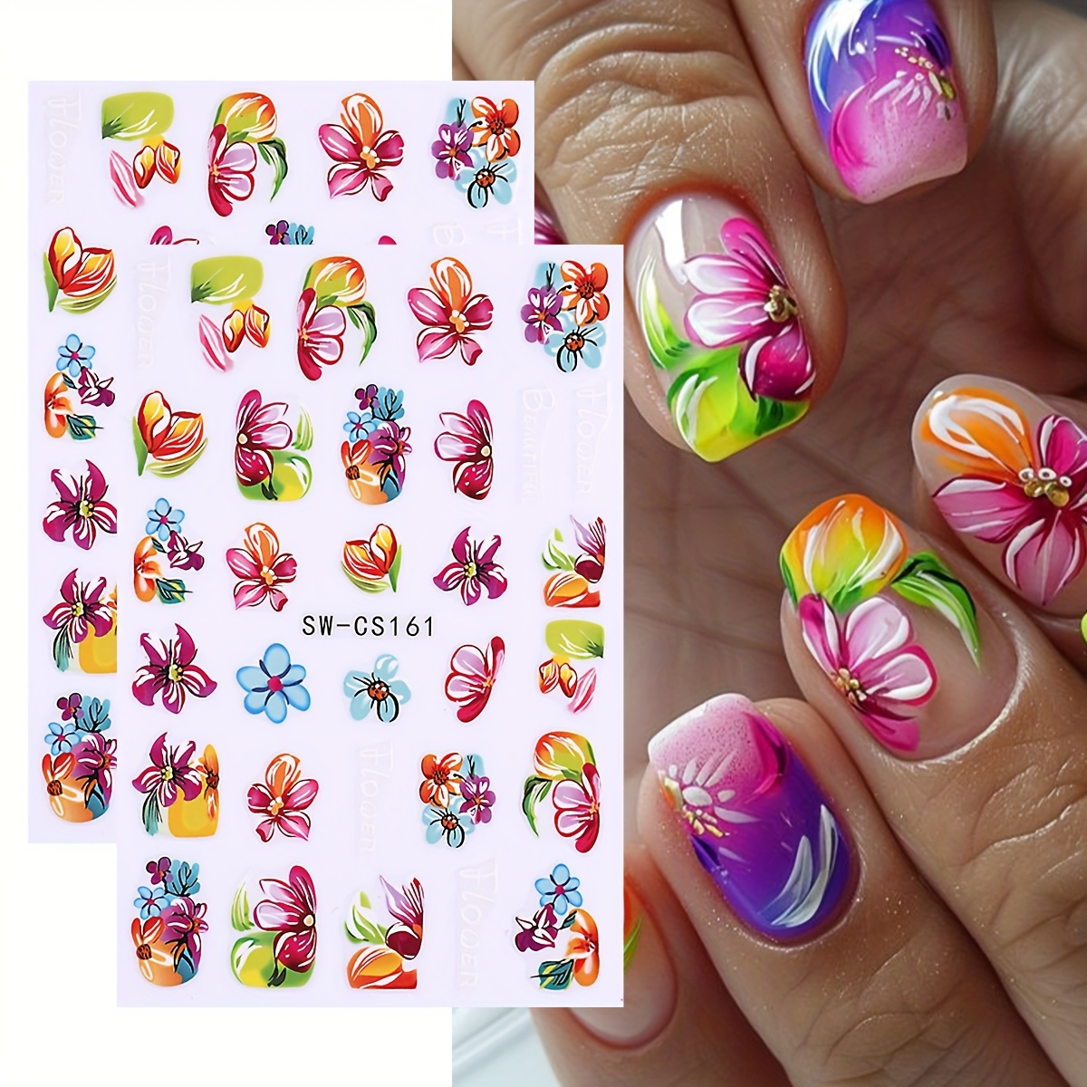 

2pcs 3d Art Stickers - -, Disposable, Embellished For Diy Manicure & Pedicure