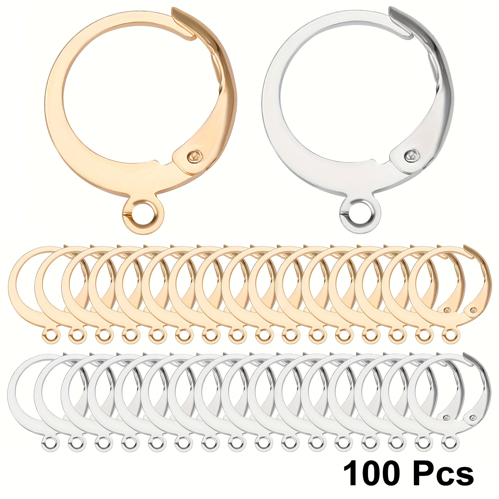 TEMU 1 de /100pcs Kit de para Pendientes, Ganchos de Pendientes con Palanca Hipoalergénicos para Hacer Joyas