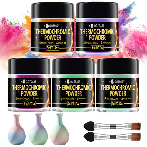 5ml 0 17oz per bottle thermochromic pigment powder temperature activated that at 88 c 5 colors changing powder for paint slimes ink casting