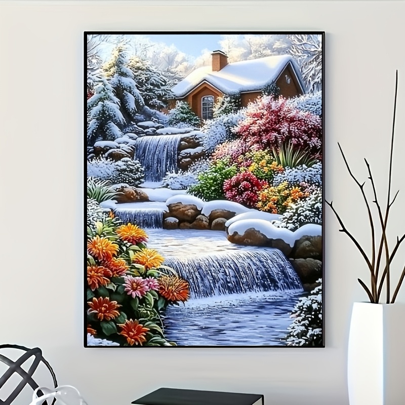 TEMU Kit de Peinture Diamant Ronde Paysage de Indispensable, 1 pièce, Disponible en Tailles : 40x50cm/15.75x19.7 pouces et 50x70cm/19.7x27.6 pouces.