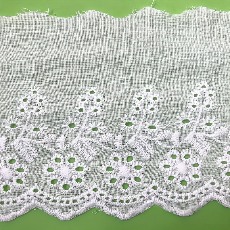 E-shop Länge 5 Yards Breite 8 cm/3,14 Zoll Weißes Vintage Spitzenstoff mit Blumenmuster bestickten breiten Rändern, geeignet für DIY-Kleidungszubehör