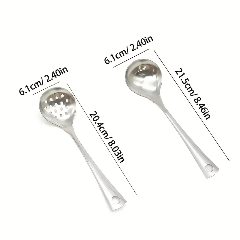 Juego de 2 Cucharas de Sopa de Acero Inoxidable con Mango Largo, Duraderas para Cocina y Hotpot, Fáciles de Limpiar para Uso Doméstico y en Restaurantes