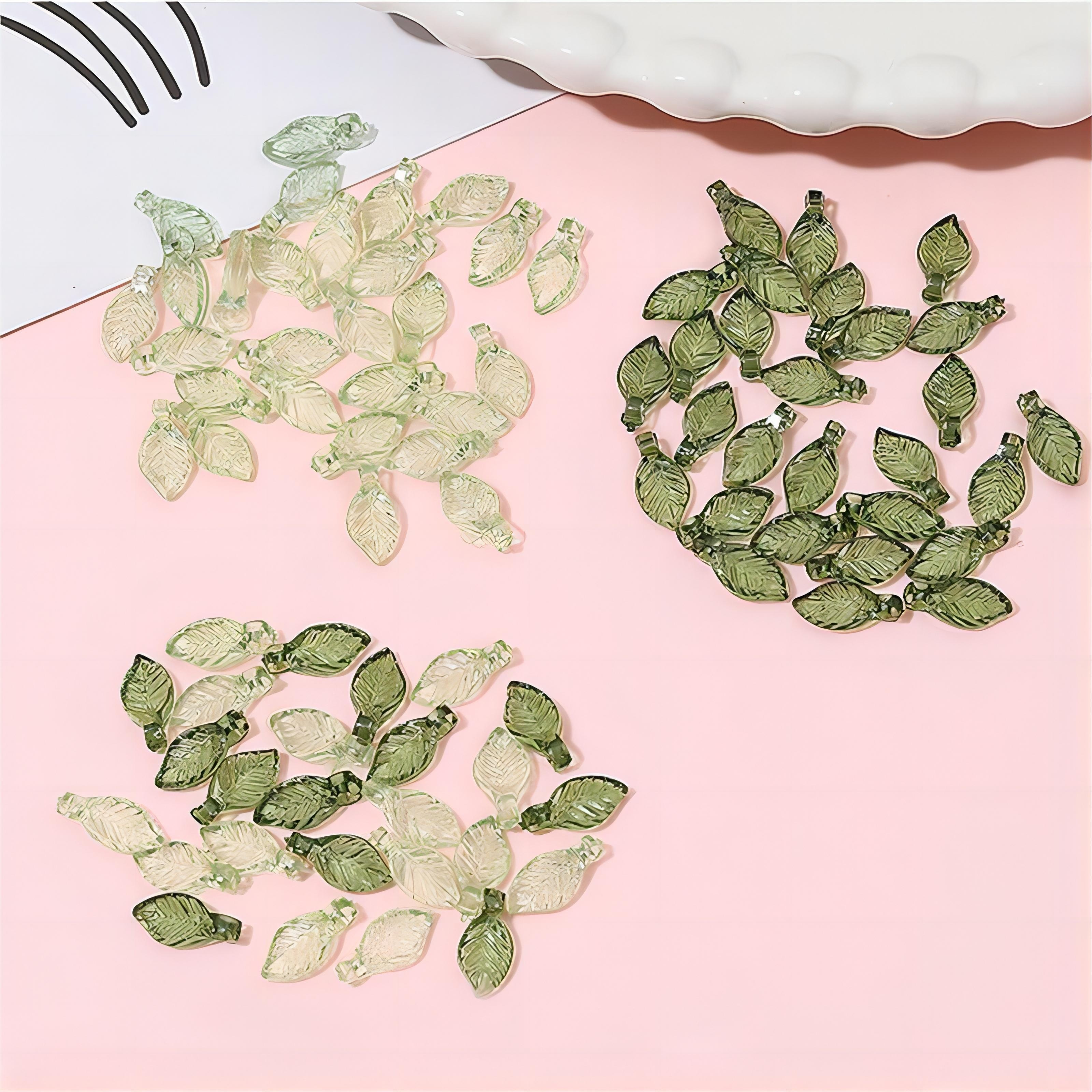 

50pcs Summer Garden-inspired Acrylic Leaf Charms For , Shoes & Watch Accessories
