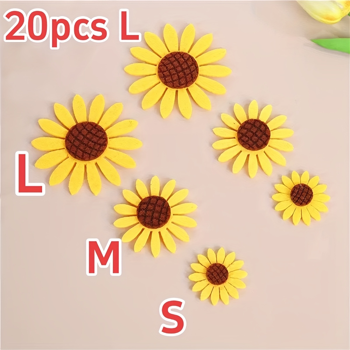 Image of 20pcs Felt Sunflower Diy Craft Accessories, Multi-functional Hair Ties And Headwear For Clothing And Accessories