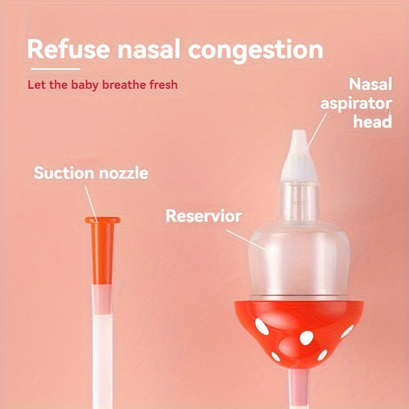 mushroom shaped silicone   nasal aspirator gentle nose cleaner for     gift white red details 2