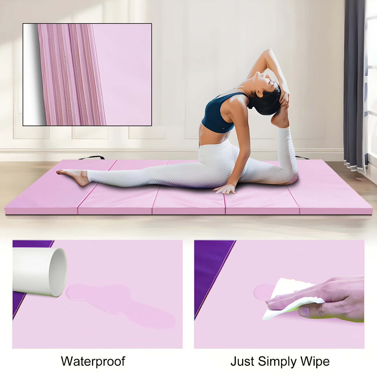 TEMU All Purpose Extra Thick High Density Gymnastics Gym Folding Exercise Aerobics Mats, Multiple Sizes, Multiple Colors