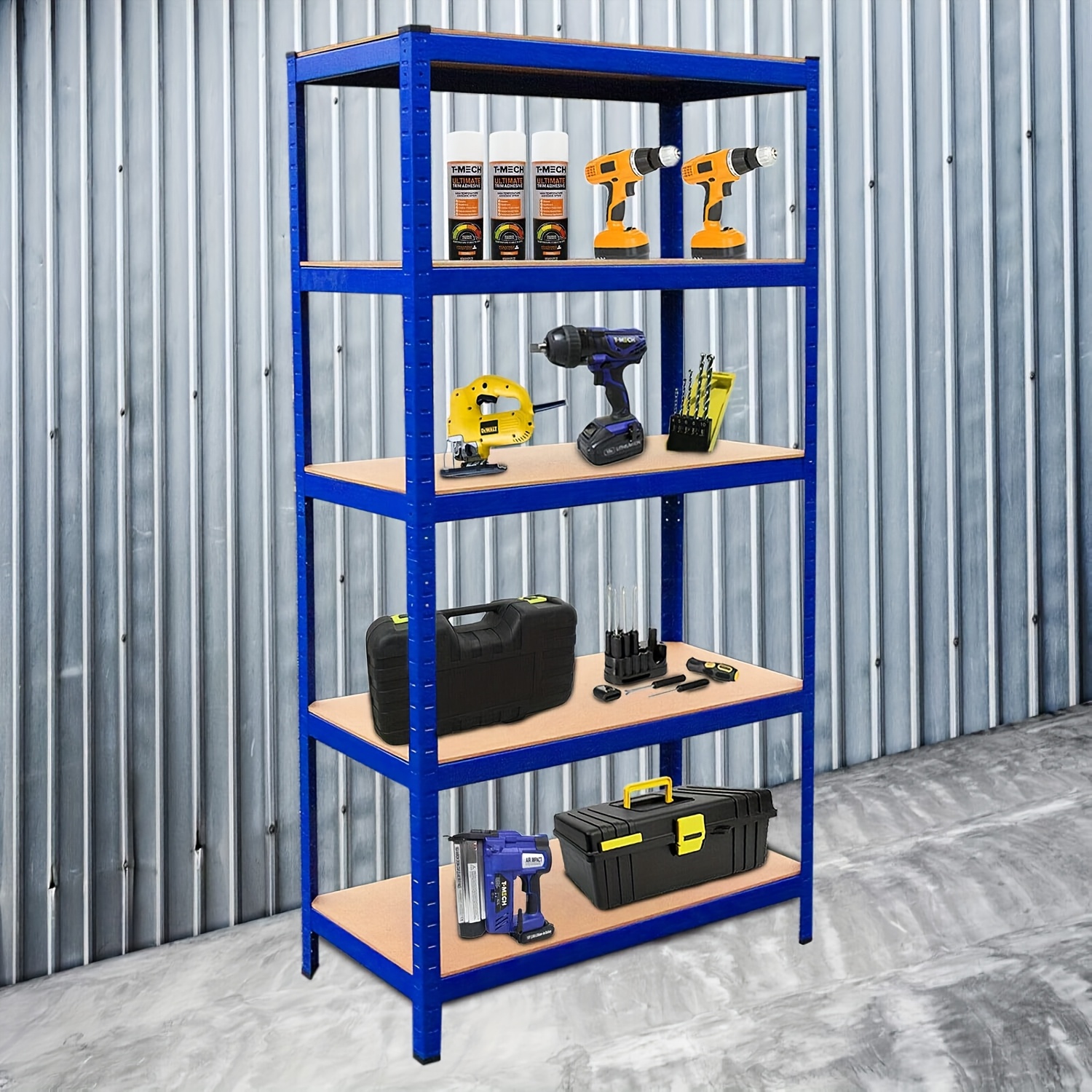 5-Tier Heavy-Duty Racking, Bolt-Free Industrial Storage Rack