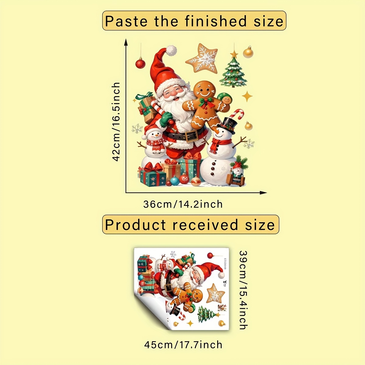 TEMU 1pc Of Christmas-themed Santa Claus, Gingerbread Man, Snowman, Gift, Christmas Tree, Snowflake Window Stickers For Creative. Self-adhesive,