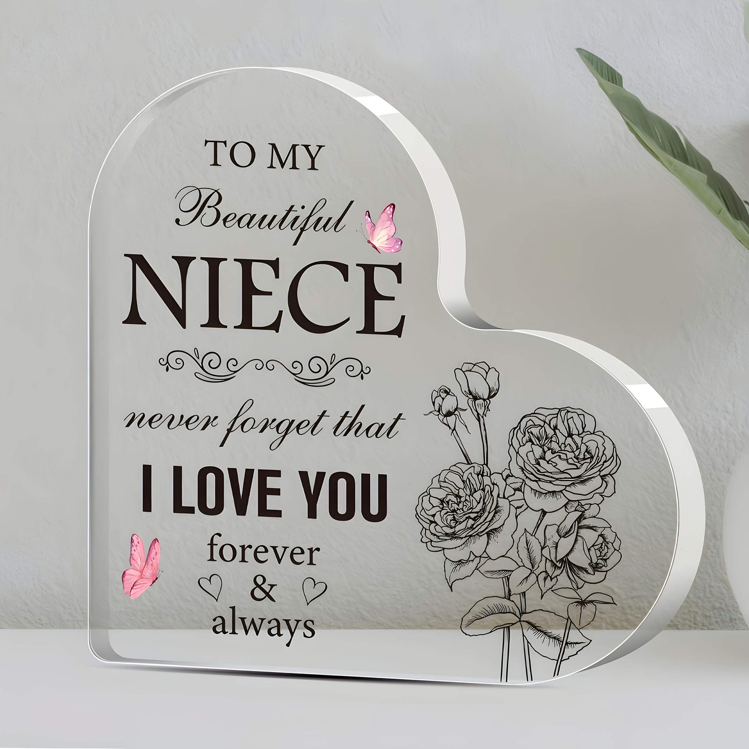 TEMU 2d Flat, 1 Elegant Acrylic Heart-shaped Ornament With "i Love You" Design - Perfect For Nieces, Weddings, Birthdays, Christmas | Versatile Gift