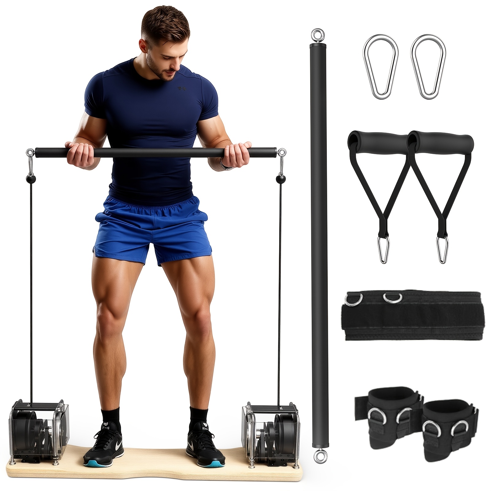 [silent Magnetic Control] Home Integrated Strength Trainer 7-17kg Knob-type Resistance Adjustment Multifunctional Solid Wood Base With Full Set Of Accessories