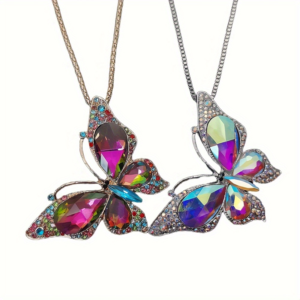 

Fashion Pendant Necklace With Sparkling Rhinestones - Alloy & Glass, No Plating, Jewelry