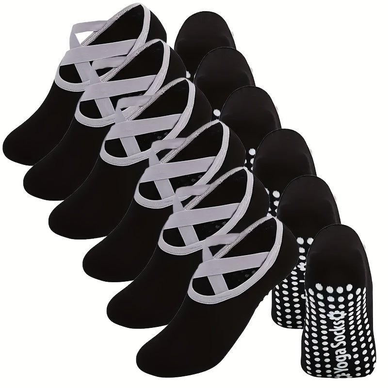 Image of 6 Pairs Women's Fashion Comfortable Breathable Non-slip Sole Indoor Pilates Exercise Yoga Socks Suitable For Indoor Dance Workout Athletic Socks