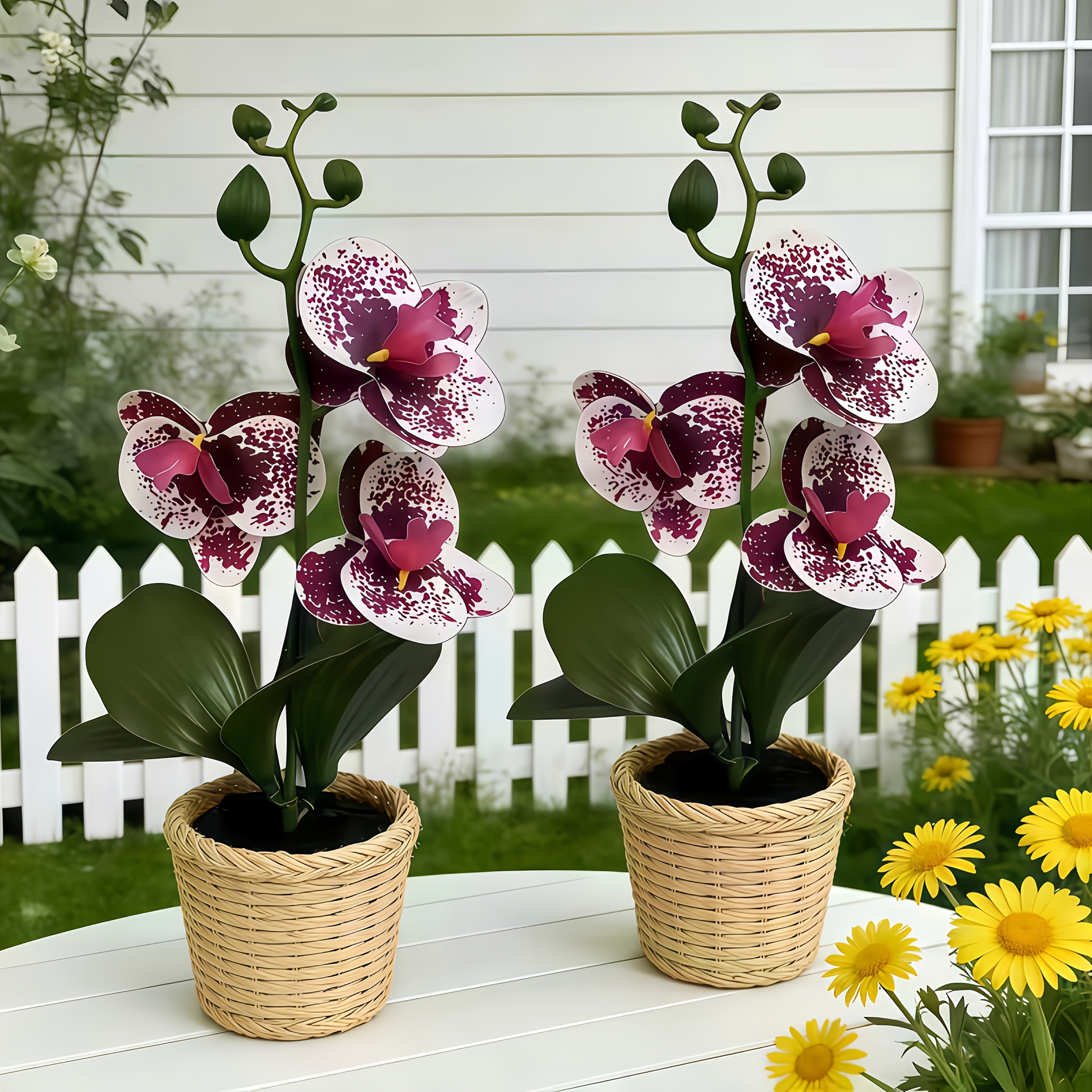objektbild   konstgjorda blommor, konstgjorda phalaenopsis-orkidéer, lämpliga för heminredning som  , träd ,  , veranda, vardagsrum, sovrum, kontor och hotellinredning.   för   dag, födelsedagspresenter, förlovningar och inomhus/utomhusbruk. året   inomhusdekoration. bohemisk stil