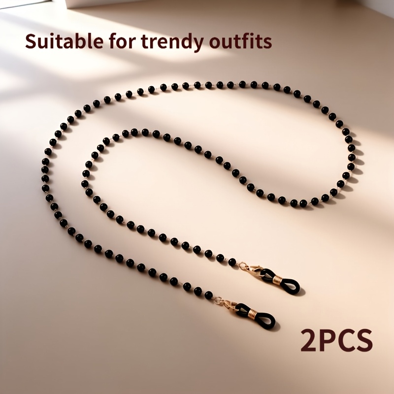 TEMU 2pcs Vintage Gothic Style Beaded Women's Eyeglass Chain - Suitable For Streetwear Casual, , Daily Styling, Parties, And Dates