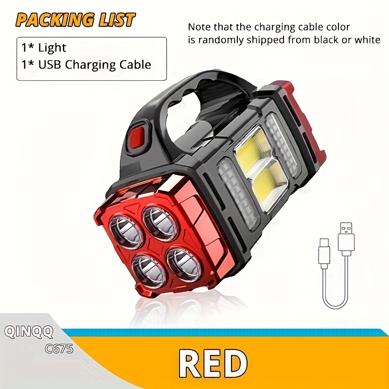 TEMU 1pc Solar Camping Light - Bright, Portable, Waterproof , Rechargeable, Power Bank, Usb, Led Flashlight Torch With Long-lasting , , And Versatile