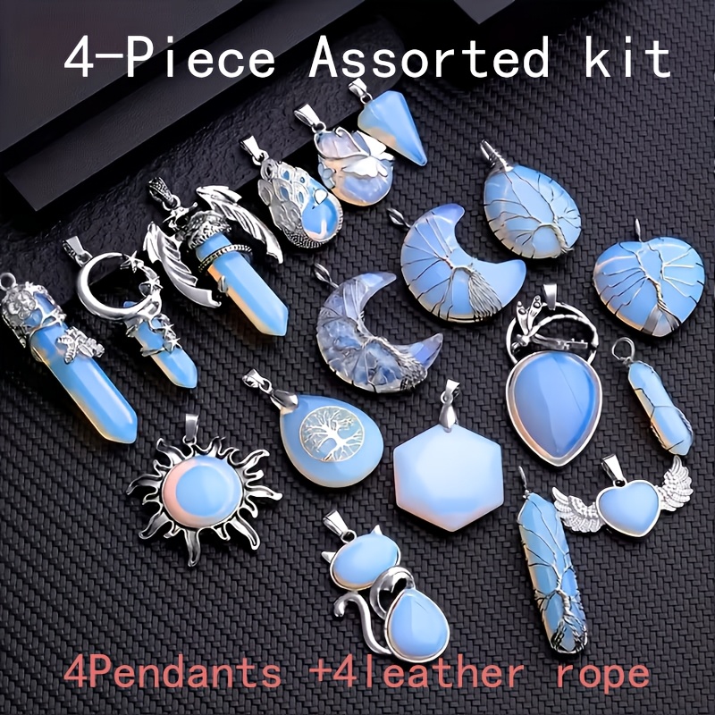 TEMU 8pcs Mixed Random Color Set Of Opal Exquisite Pendants, Suitable For Daily Gifts, Holiday Gifts Such As Mother's Day, Father's Day, Easter,
