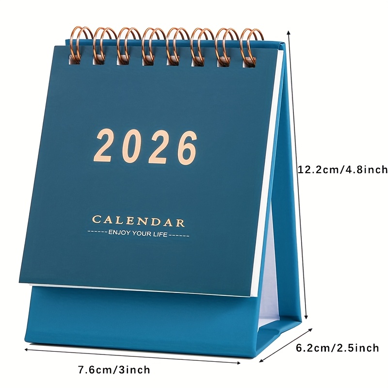 Mini Desk Calendar 2025-2026 - Monthly Small Desktop Calendar, 250 Gsm Thick Paper Twin-wire Binding For Home Or Office