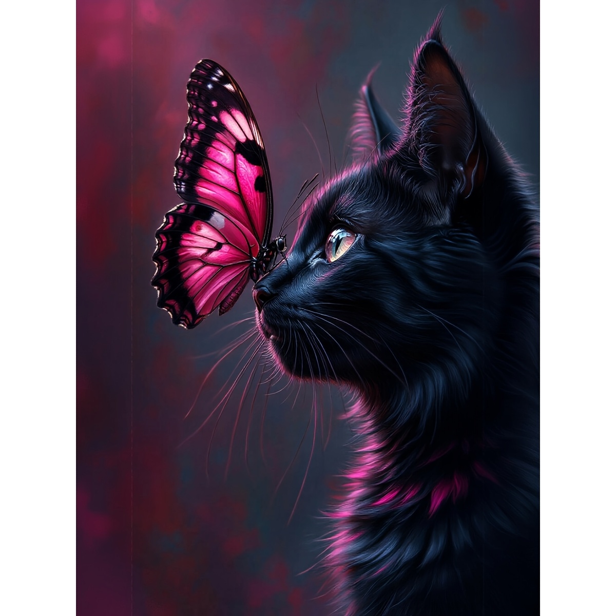 TEMU Kit de peinture diamant ronde cadre pour adulte, , à soi-, papillon et chat, mosaïque entière de artificiels, kit d'art diamant, décoration