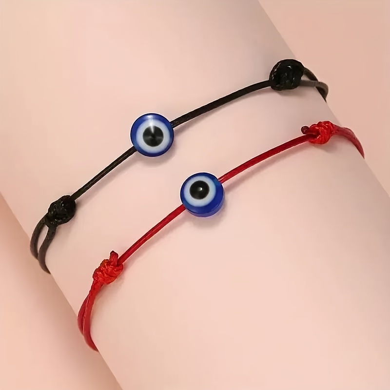 Vintage Evil Eye Bracelet Set - Hand Woven Rope Accessories