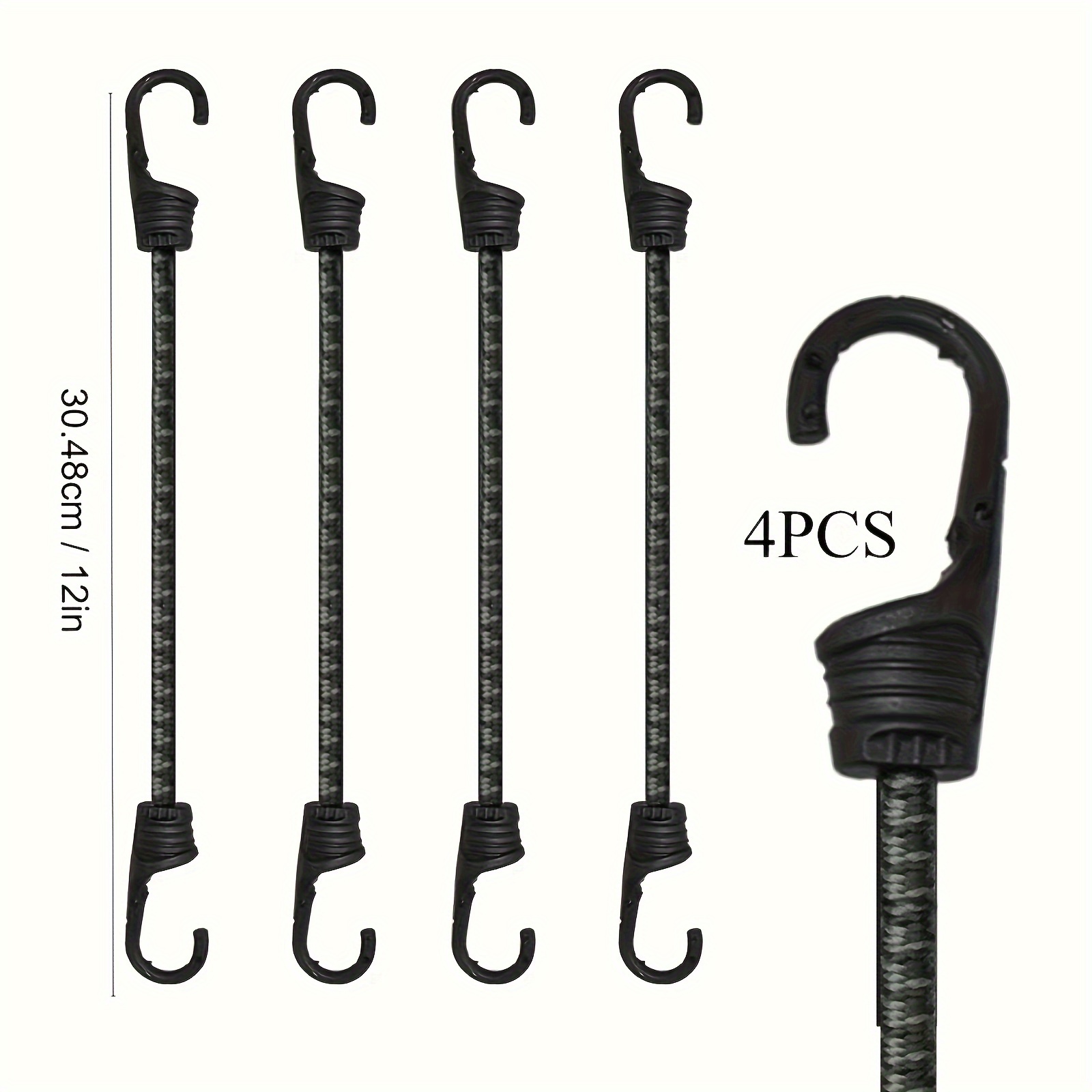 4pcs Bungee Cords With Hooks Elastic Rope Straps For Camping Bike Luggage, Check Out Today's Deals Now