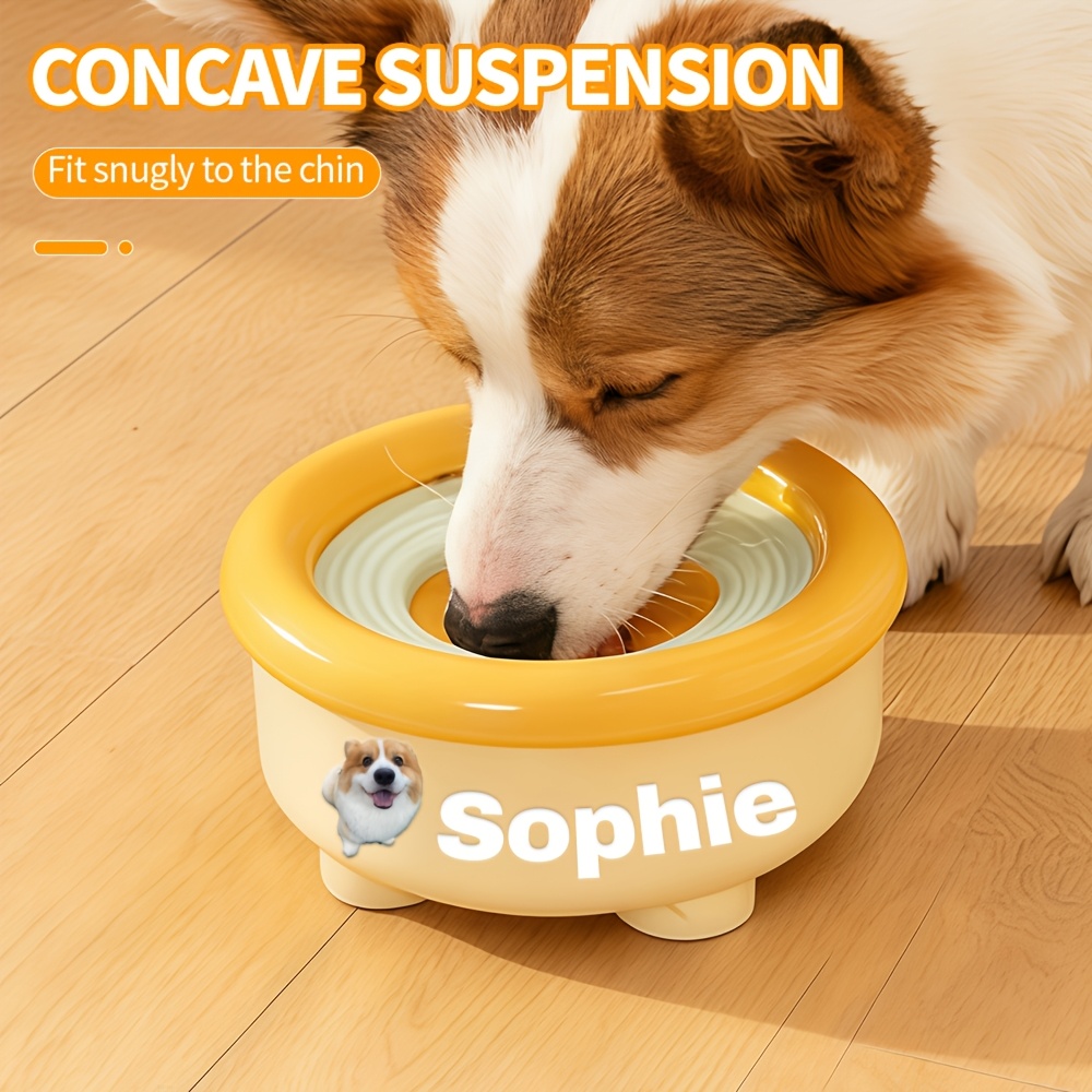 Personalized Custom Pet Water Bowl with Name and Photo, Engraved Design