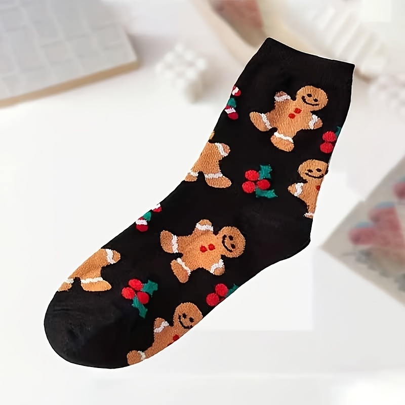 

1 Pair Women's Knee-length Patchwork Knit Socks, Polyester 100%, Festive , With Hand Wash Or Only