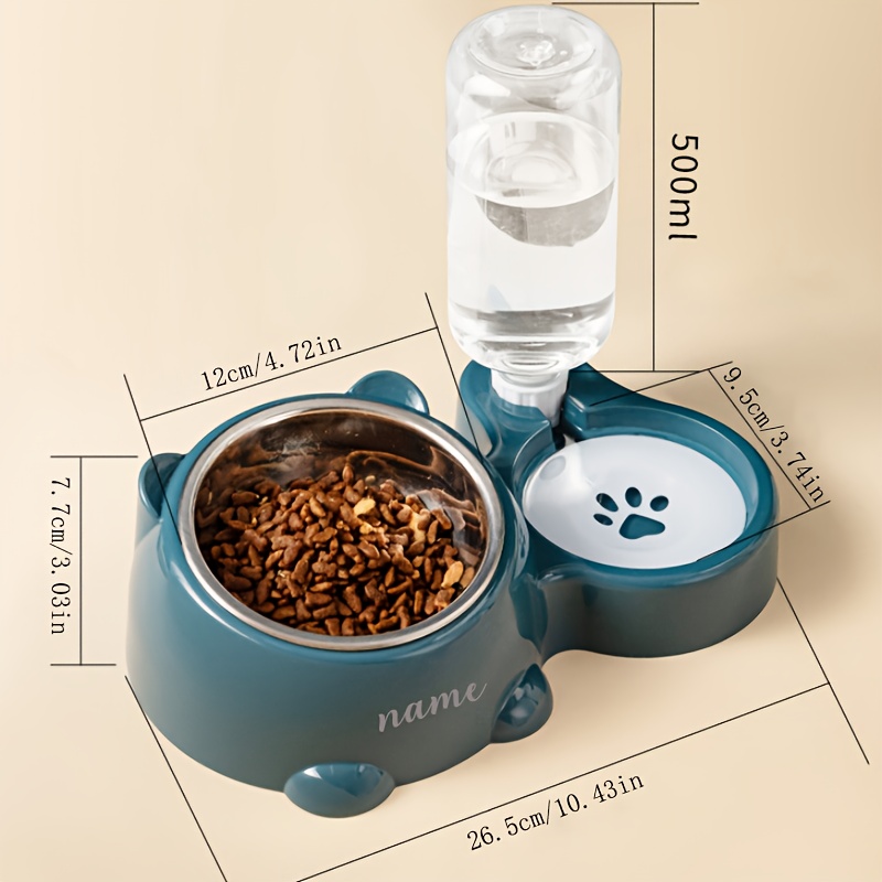 TEMU (customized) Personalized, Diagonal Pet Bowl 1pc, Automatic Water Refill, Light, Suitable For Family, Going Out, Pets