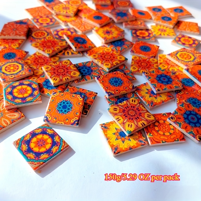 TEMU /5.29 Oz Of Mandala-themed Mosaic Glass Decoration Pieces Per Pack, Suitable For Projects In Living Rooms, Kitchens, And Bathrooms. Colorful