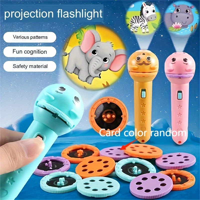 Mudder Paquete de 3 linternas de juguete para niños y niñas, juguete de  animales de dinosaurio, vehículo de frutas con 30 proyectores, 80 patrones