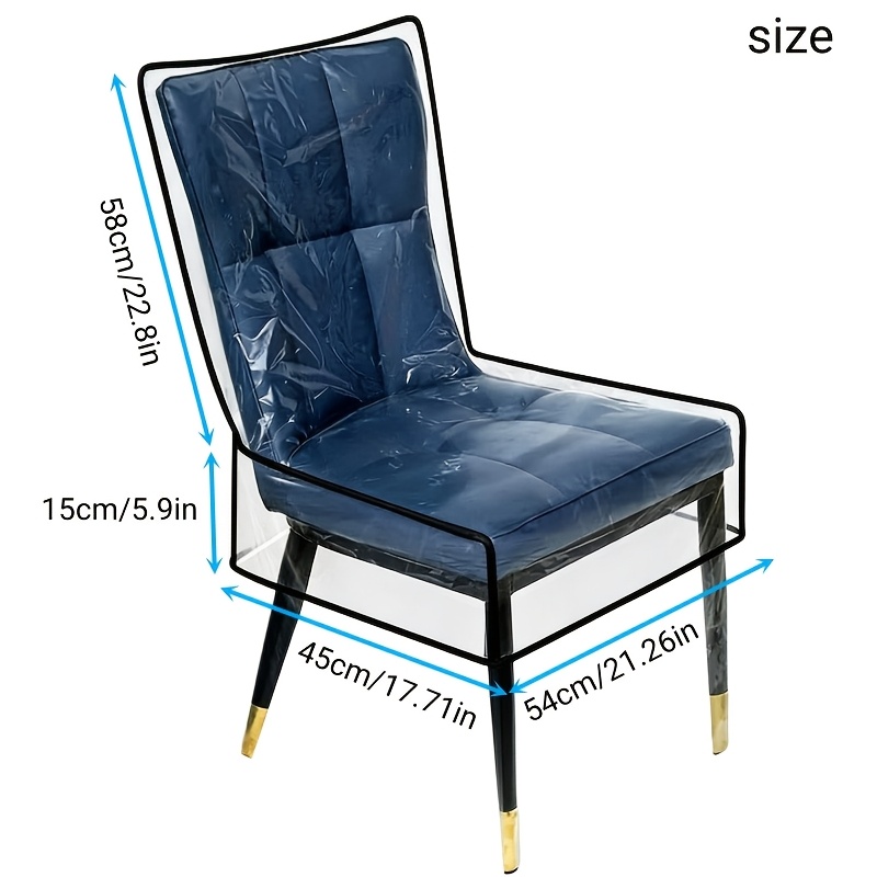 TEMU Housse de chaise transparente pour cuisine, protection anti-poussière et anti-rayures avec bordure noire (housse anti-poussière uniquement),