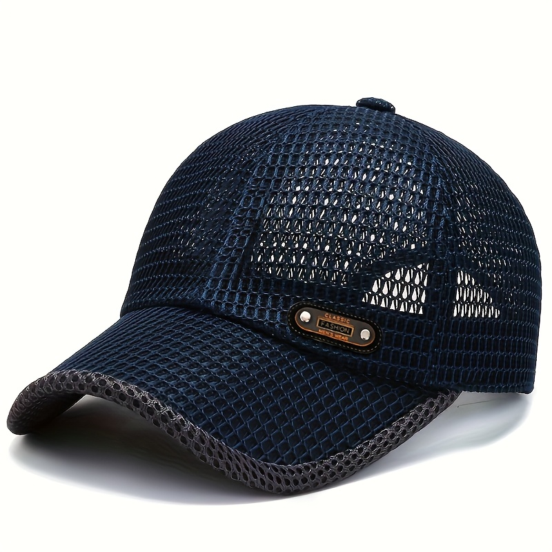 E-shop Modische sommerliche bestickte schnelltrocknende Baseballkappe für Herren, verstellbare, atmungsaktive, leichte Mesh-Cap für Freizeit im Freien,
