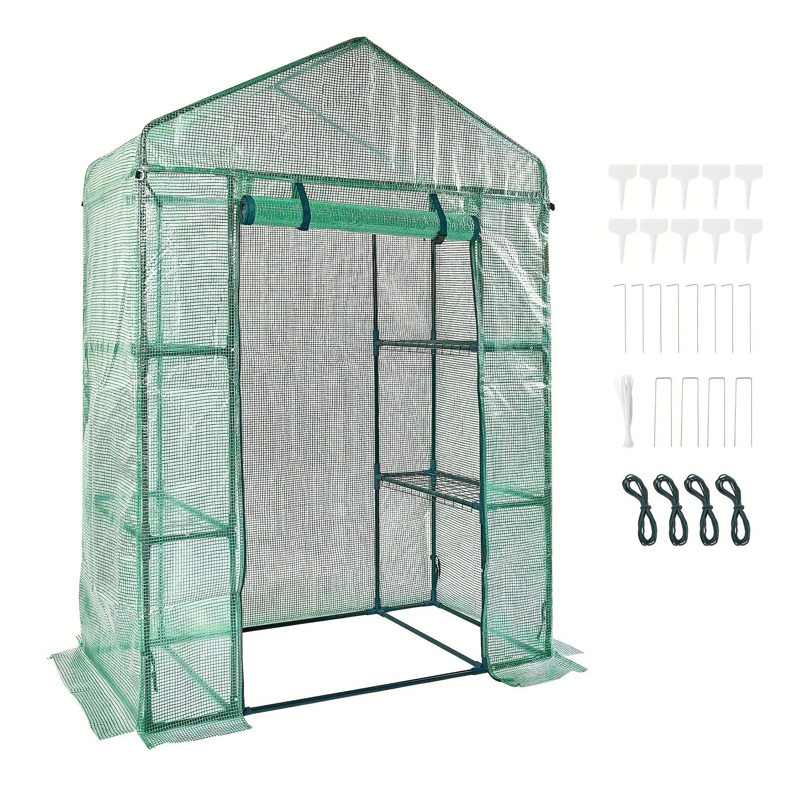 

Vevor Walk-in , 4.6 X 2.4 X 6.7 Ft, Greenhouse With Shelves, High Strength Pe Cover With Doors, Windows And , Set Up In Minutes, For Planting And Storage