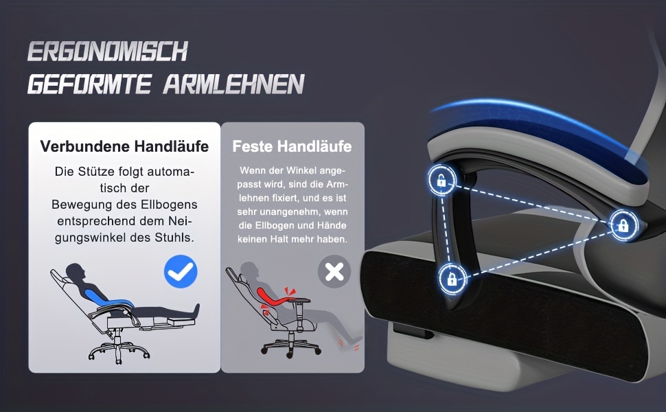 Fauteuil de Gaming avec Repose-Pieds, Fauteuil Ergonomique pour Gaming, Fauteuil à Bras avec Coussin Lombaire Réglable, Support Lombaire et Appui-Tête Ajustables, Pivotant à 360° et Conçu pour un Poids jusqu'à 150 kg