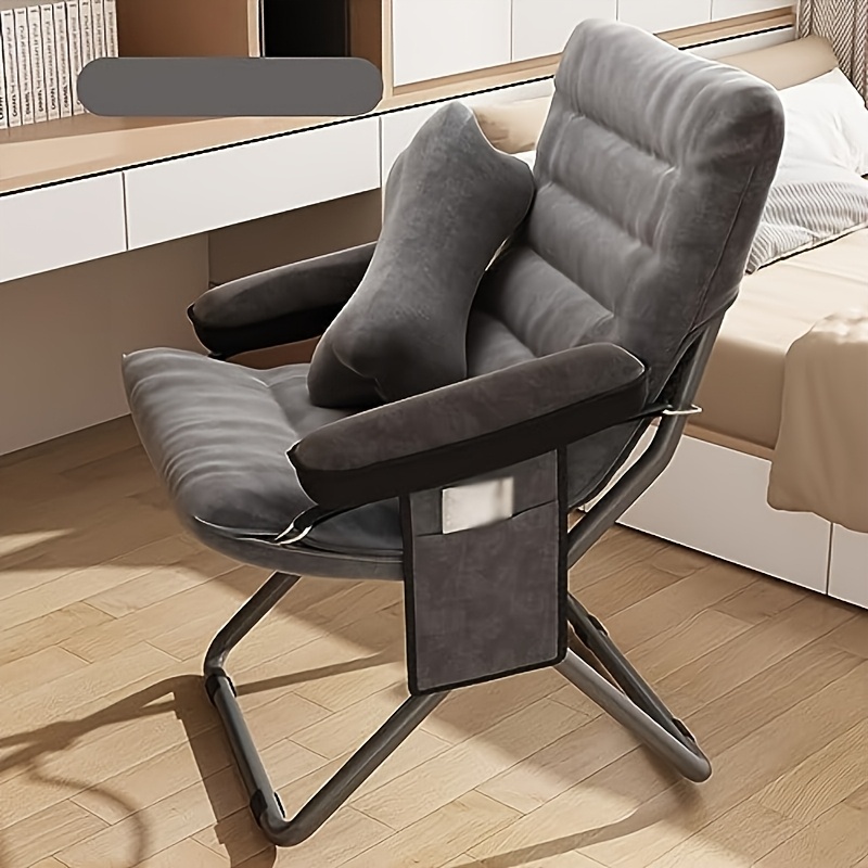 Folding Lazy Sofa Chair With Neck Pillow & Side Storage Pocket, Adjustable Reclining Gaming Chair, Soft Padded Foldable Lounge Chair For Bedroom Dorm