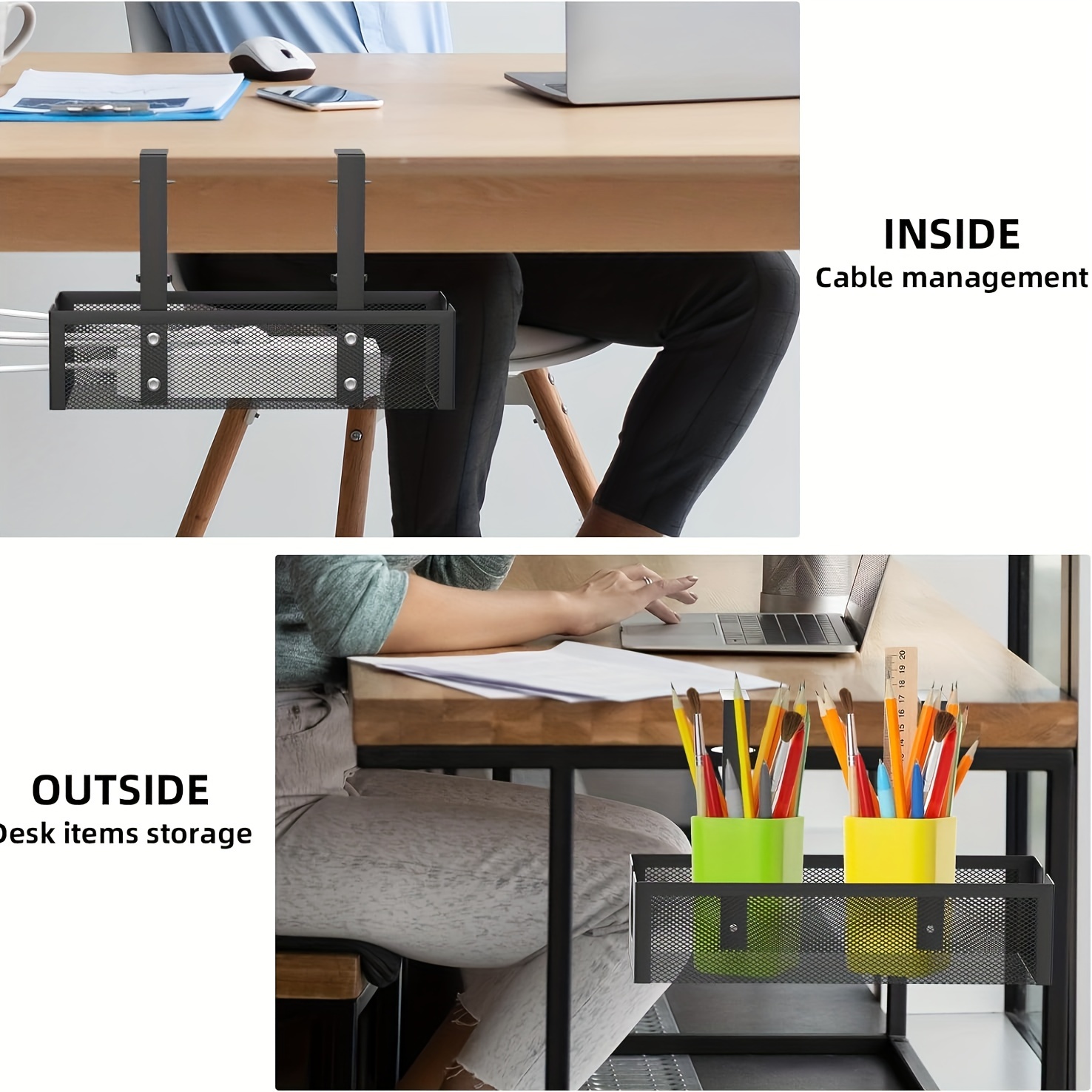 "easy Install" desk Cable Management Tray No Drilling Temu