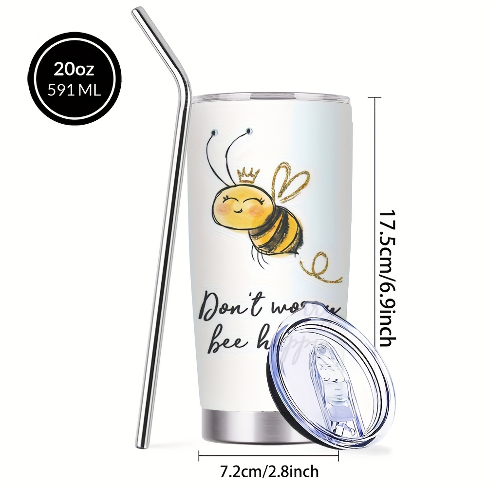 TEMU High-quality Stainless Steel Insulated Cup With Cartoon - "don't Worry, " Design, Drinks Hot Or Cold, Durable & Shatterproof, Kitchen, Dining, Travel, Insulated Cup