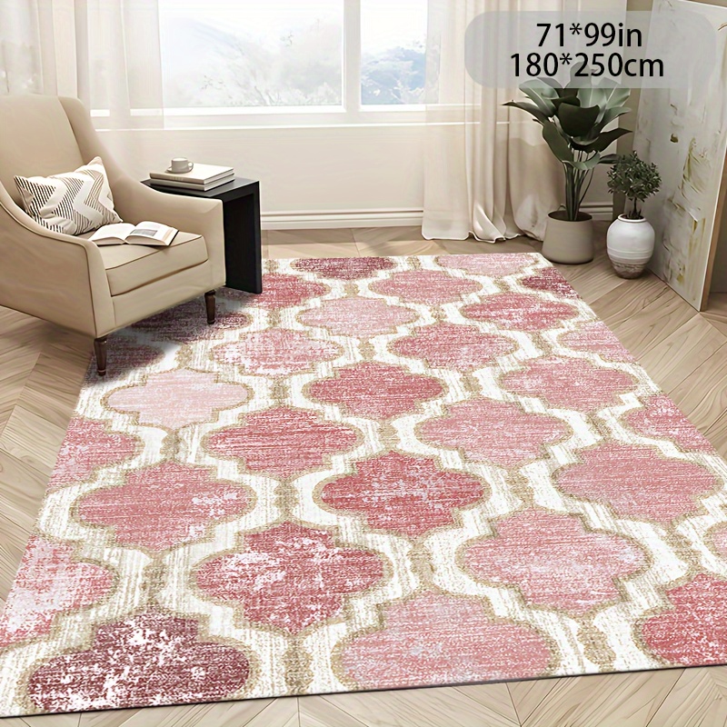 TEMU Cashmere Diamond Pink Simple Graphic Style Large Floor Mats Foldable Area Floor Mats Living Room Bedroom Soft Floor Mats Machine Washable